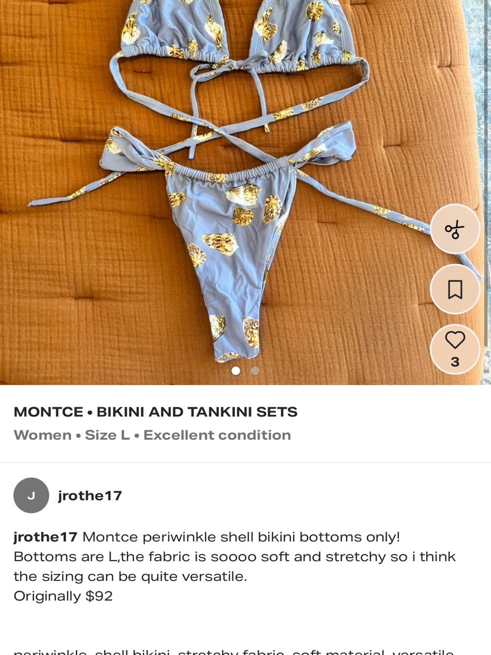 Montce Periwinkle Bikini with Gold Shell Print